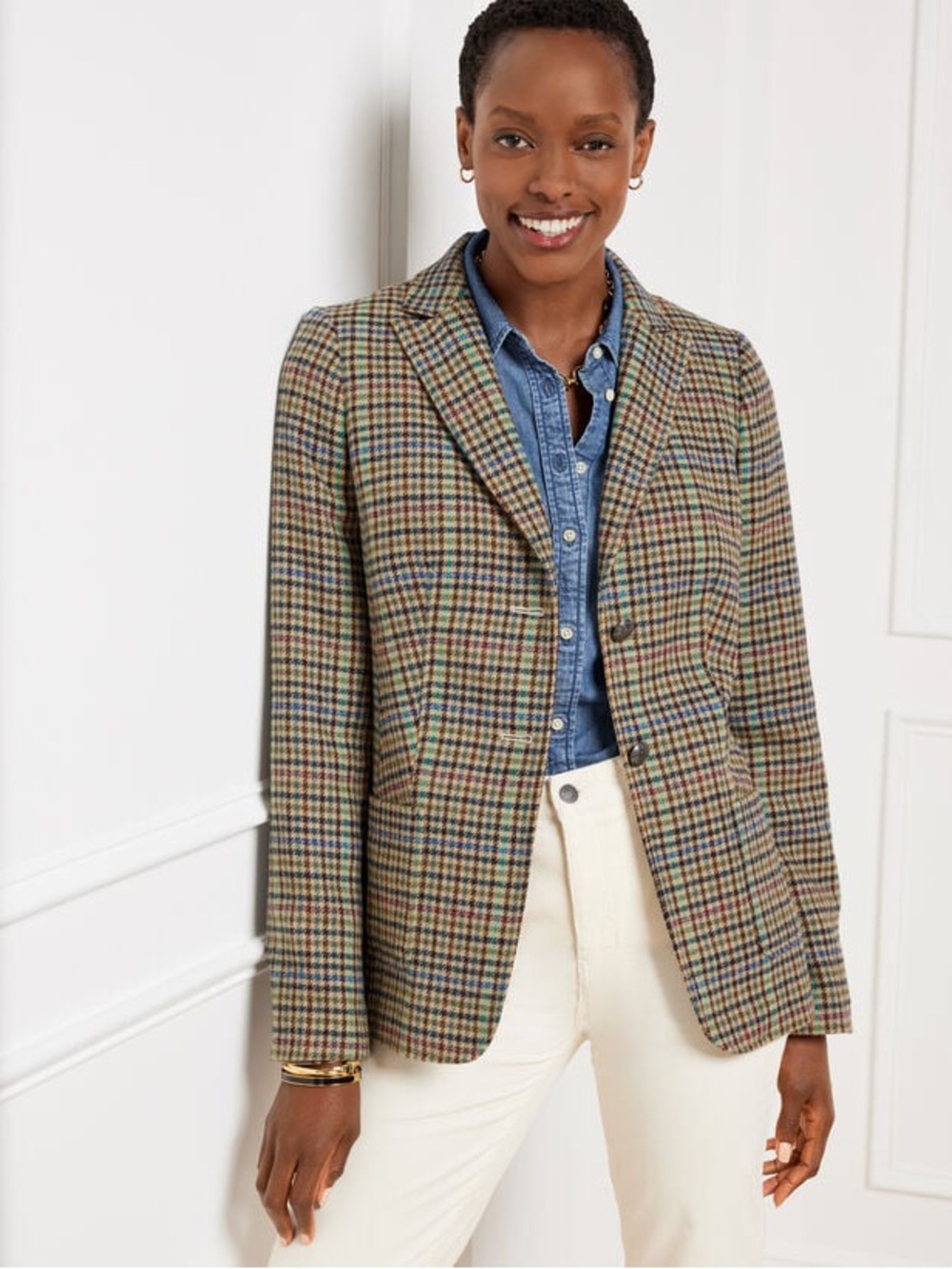 Talbots Classic Shetland Multicolor Tweed Blazer Sz 6P Preppy Classic Old Money